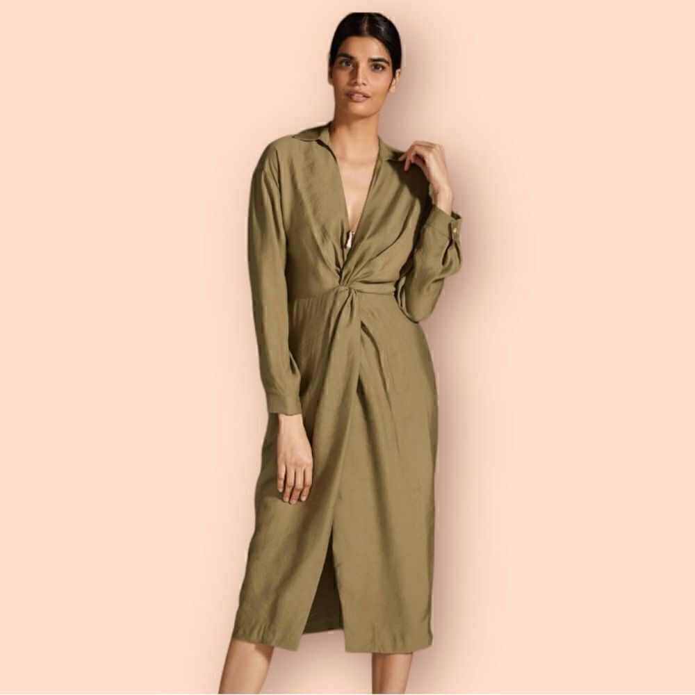 Anthro Gabriella Twist Waist Dress